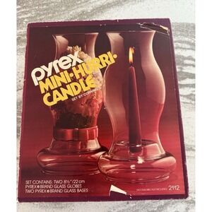 Vintage Pyrex MINI Hurri Candle Bases-Set of 2 with BOX